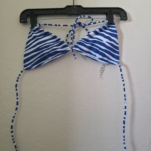 Unbranded Ladies Size Small Blue and White Striped Triangle Bikini Top